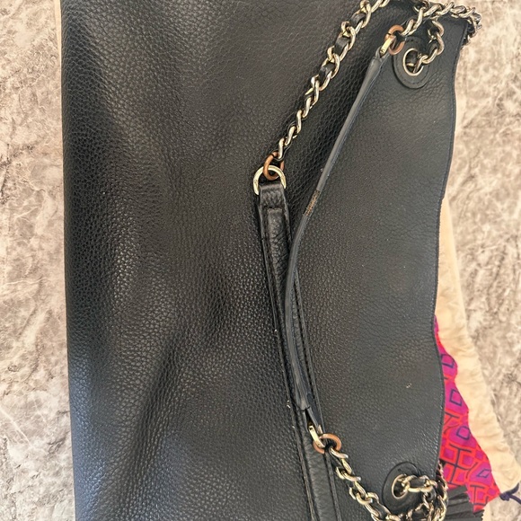 Tory Burch Britten Shoulder Tote Crossbody Bag Black Chain Strap - Picture 2 of 4